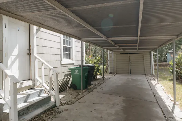 a view of backyard with cabin