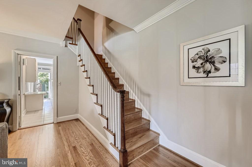 221 Dunkirk Road Baltimore, MD 21212 - Photo 12 of 32 Staircase leads to 2nd floor hall.