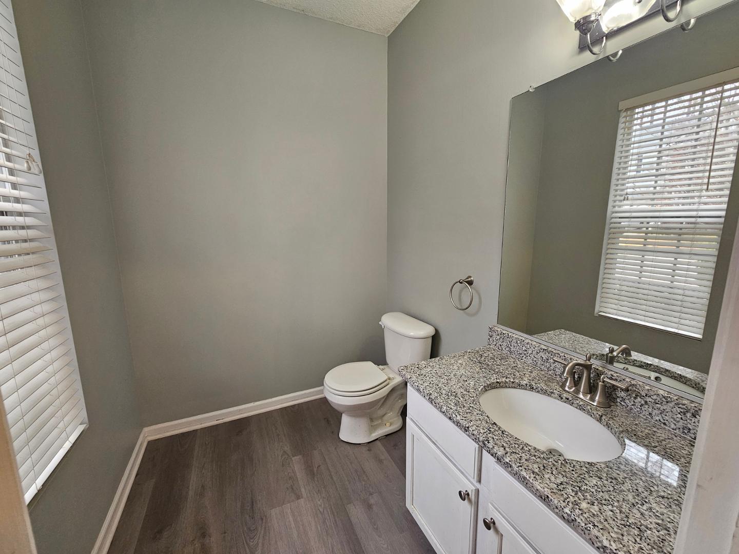 2341 Brasstown Lane Apex, NC 27502 - Photo 11 of 24 a bathroom with a granite countertop sink toilet and mirror