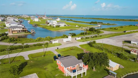 a view of swimming pool with an ocean view