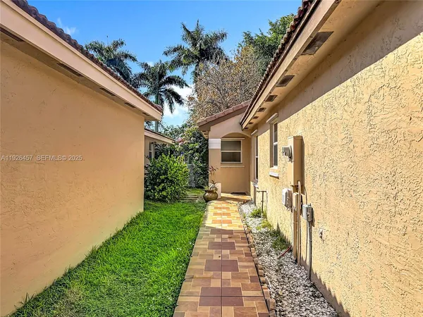 a porch with seating space