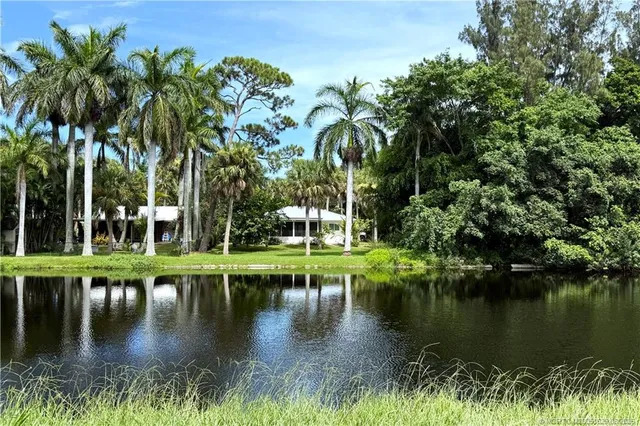 a view of a lake with a house