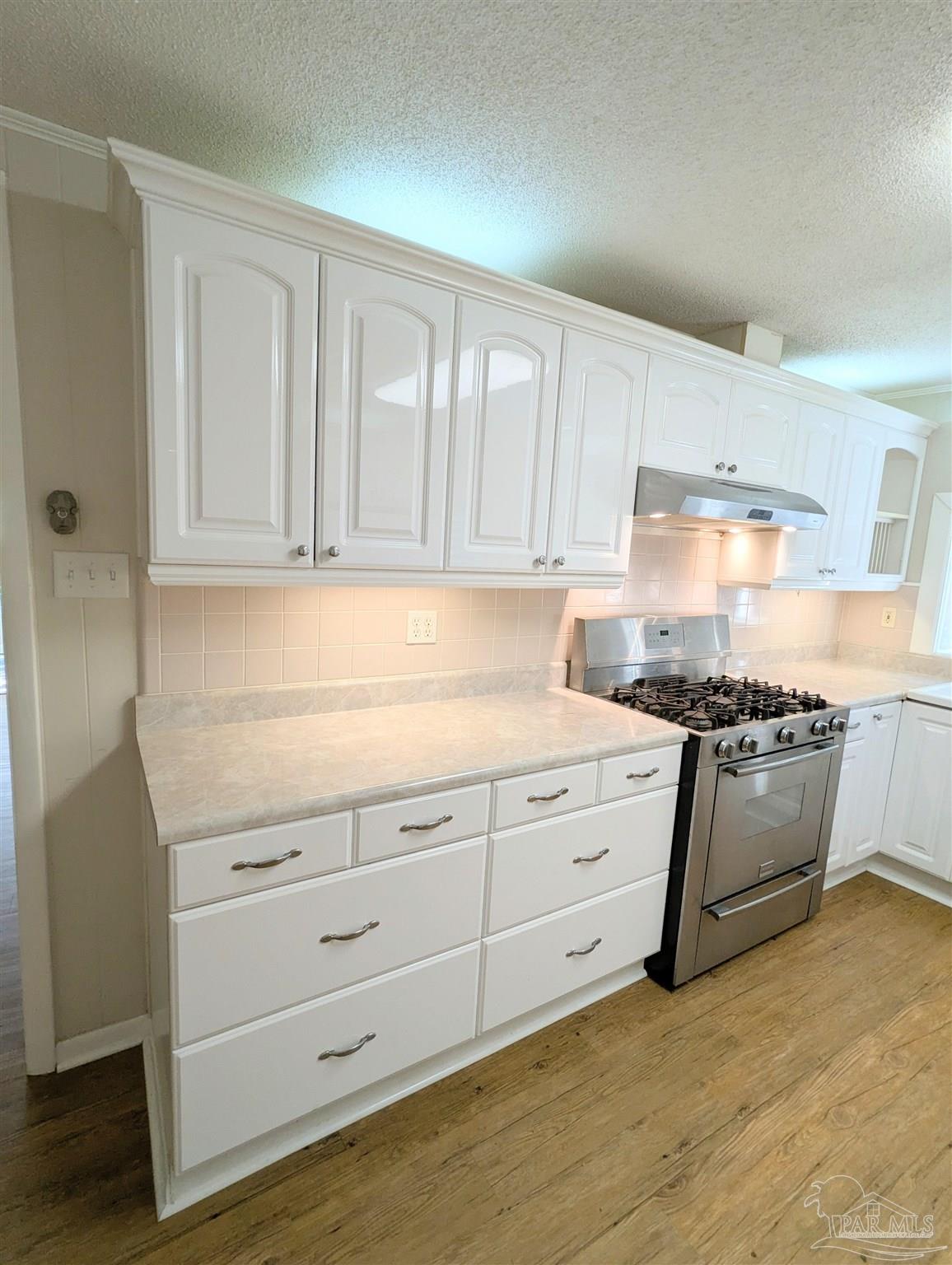 4301 Willow Street Pace, FL 32571 - Photo 13 of 25 a kitchen with granite countertop white cabinets and stainless steel appliances
