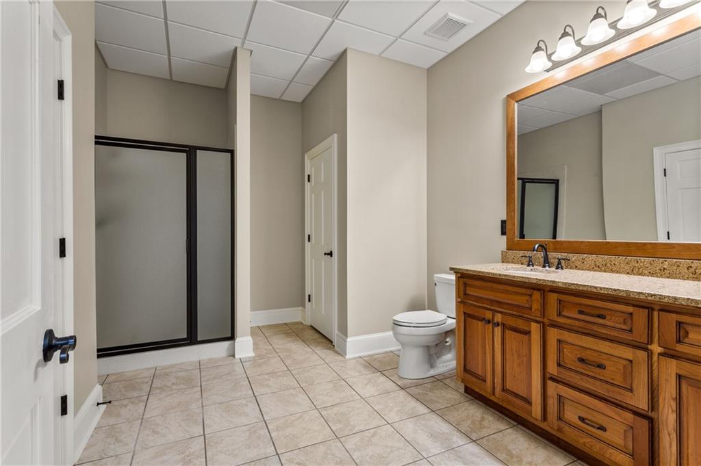 729 Huckleberry Way Jasper, GA 30143 - Photo 48 of 74 a spacious bathroom with a granite countertop sink toilet and shower