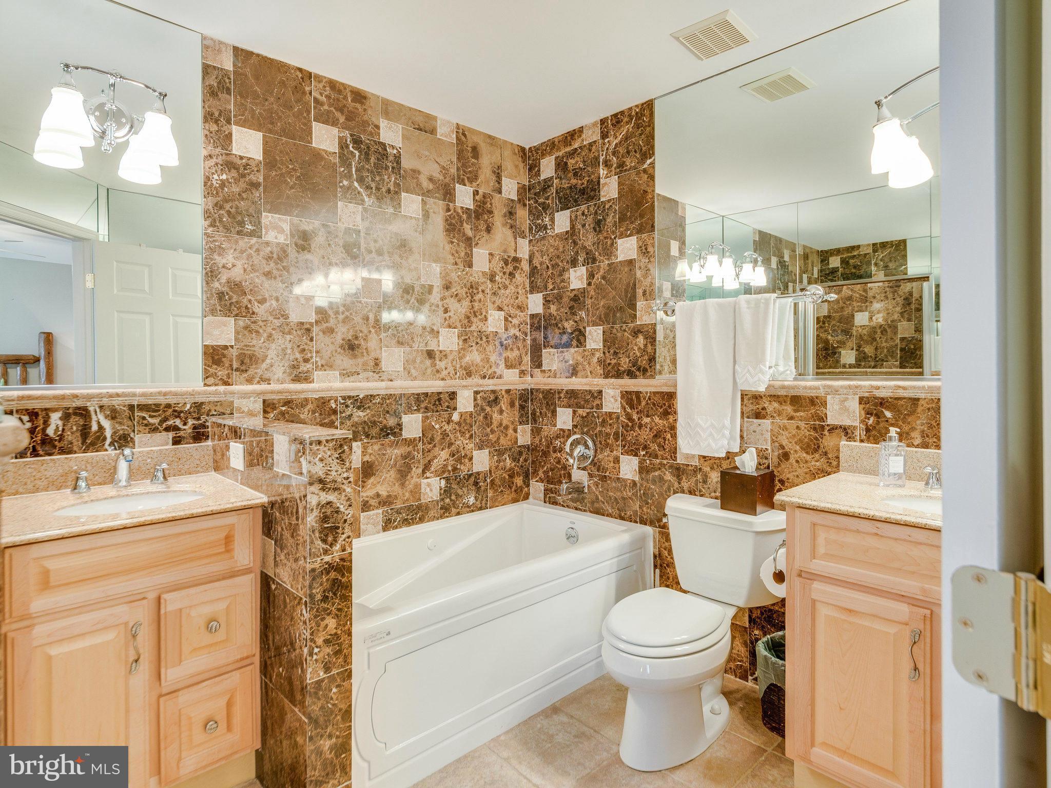 2269 Wheelwright Court Reston, VA 20191 - Photo 15 of 28 a bathroom with a toilet sink vanity tub and mirror
