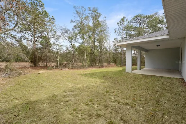 a view of a yard with a tree