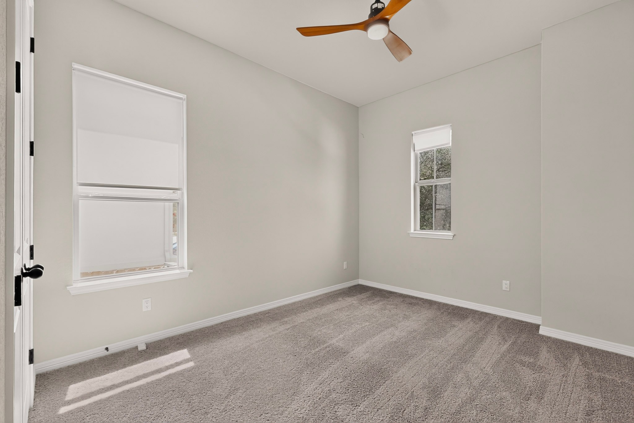2433 La Mirada Street Leander, TX 78641 - Photo 16 of 25 A quiet bedroom with two windows offers a serene and comfortable living space.