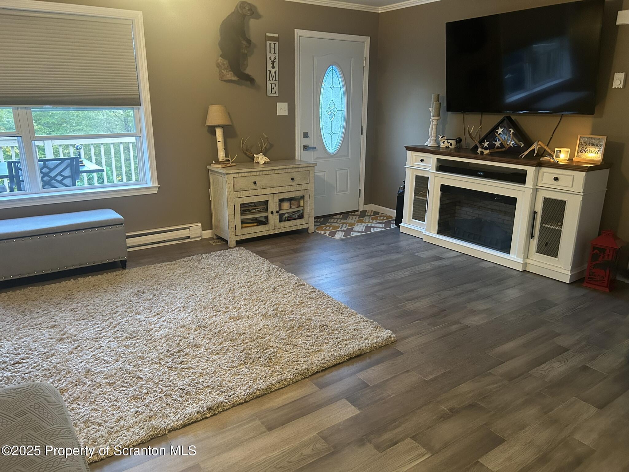 44 Franks Old Road Pleasant Mount, PA 18453 - Photo 17 of 37 a living room with stainless steel appliances furniture a fireplace and a flat screen tv