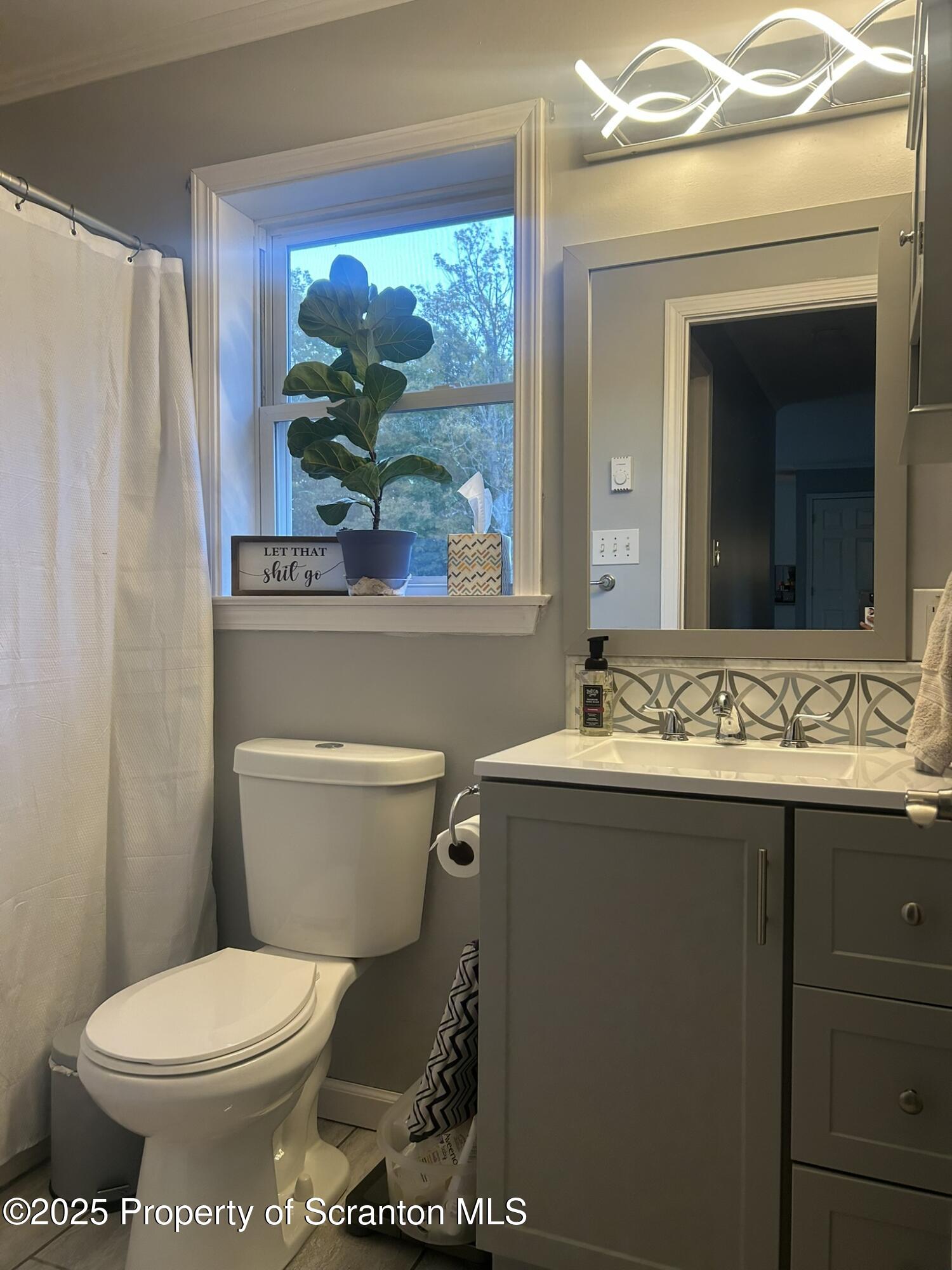 44 Franks Old Road Pleasant Mount, PA 18453 - Photo 28 of 37 a bathroom with a toilet sink and mirror