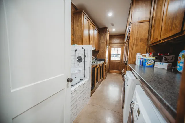 a view of a living room with furniture