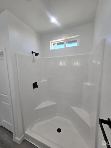 a bathroom with a shower
