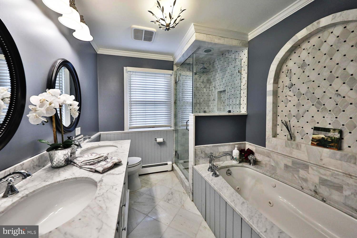 923 Rydal Road Jenkintown, PA 19046 - Photo 21 of 56 a spacious bathroom with sinks mirror and view