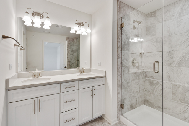 1990 Stuttle Road Batavia, IL 60510 - Photo 16 of 25 a bathroom with a double vanity sink mirror and shower