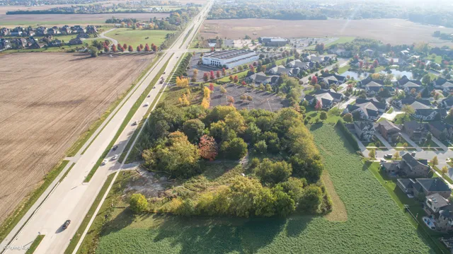 a view of a lake with a city