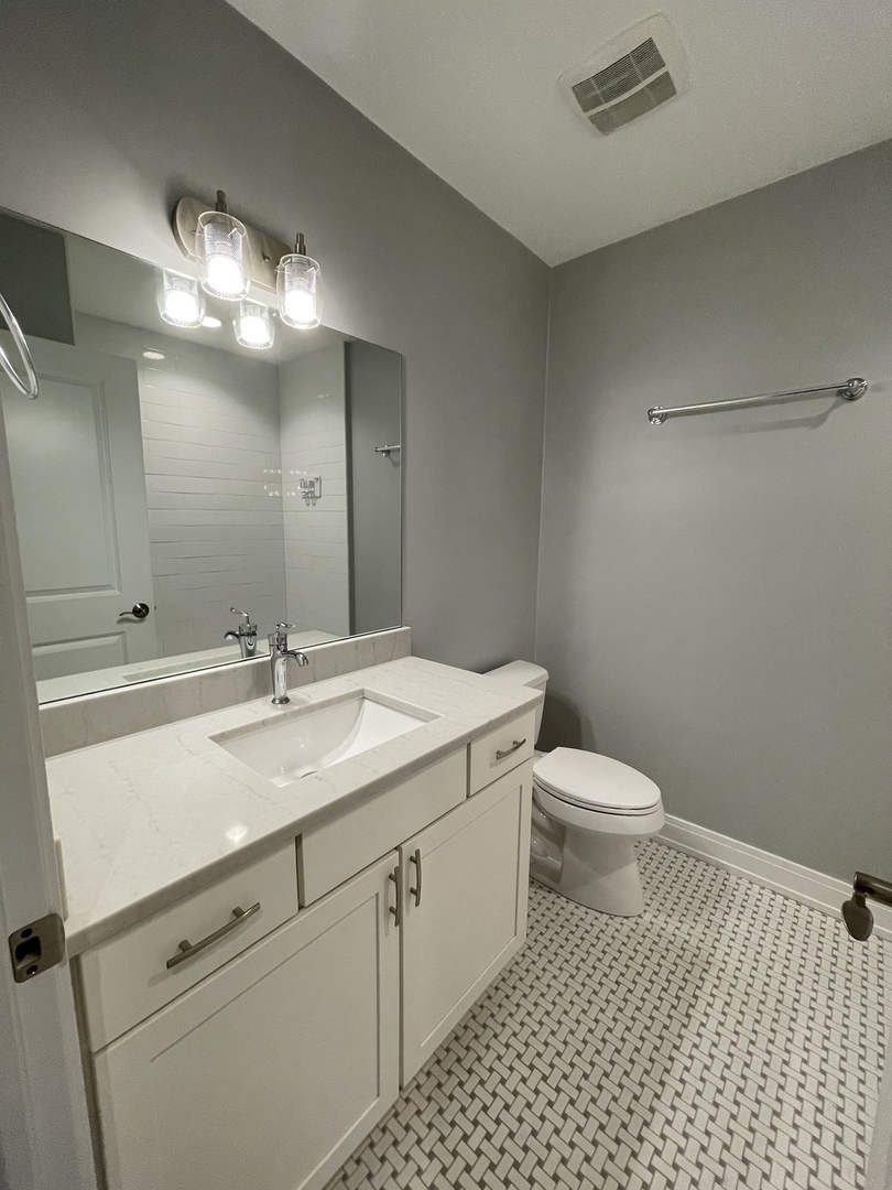 2036 West 18th Street, Unit 4 Chicago, IL 60608 - Photo 13 of 29 a bathroom with a sink a toilet and a mirror