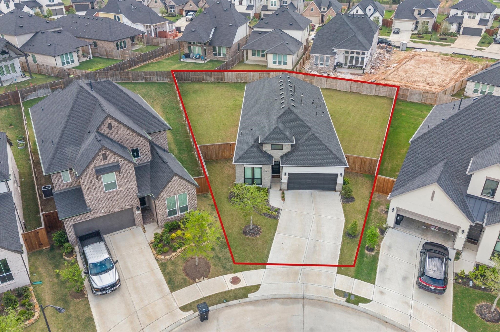 7327 Trial Rdg Drive Fulshear, TX 77441 - Photo 20 of 24 Aerial perspective shows off the home's lot size and clean landscaping — well-positioned within Pecan Ridge.