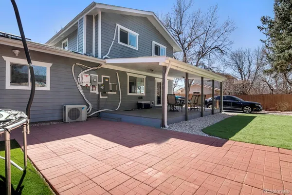 a view of a outdoor space with a patio