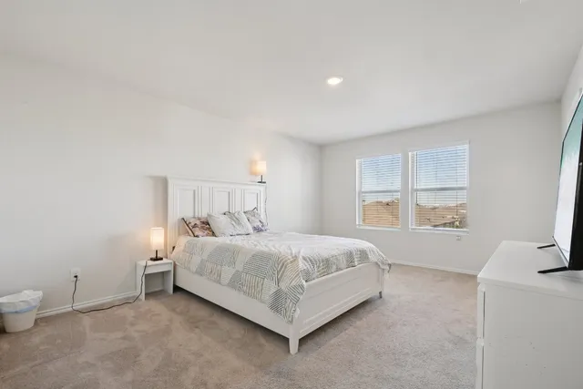 a bed room with a bed and a tv