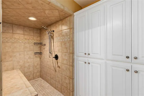 a bathroom with a shower
