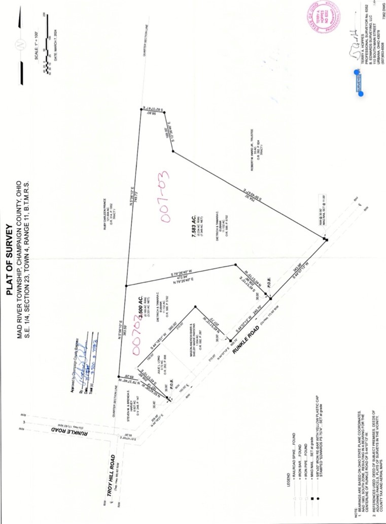 5400 Runkle Road St. Paris, OH 43072 - Photo 16 of 16 Explore the comprehensive plat map detailing lot dimensions and adjacent roadways for this prime land offering.