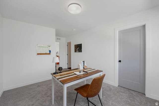 493 East Alice Way Layton, UT 84041 - Photo 17 of 31 Home office featuring light carpet and baseboards