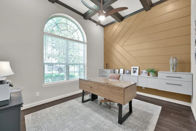 a room with window and a table