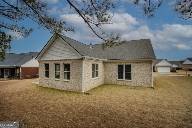 an aerial view of a house