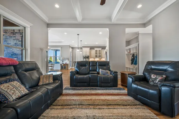 a living room with furniture and a couch