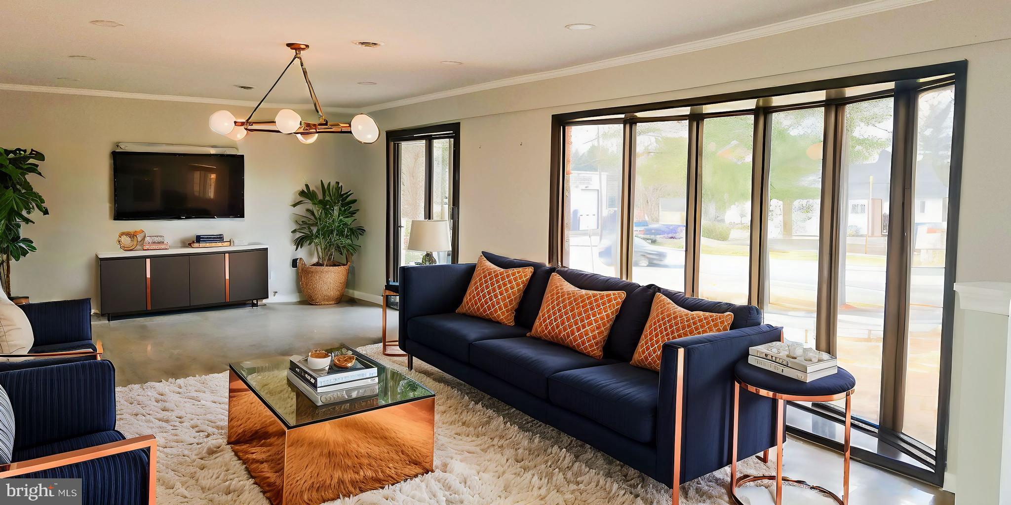 907 Reece Road Severn, MD 21144 - Photo 9 of 56 a living room with furniture a ceiling fan and a flat screen tv