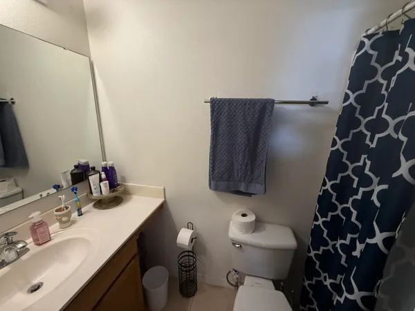 a bathroom with a sink toilet and a mirror