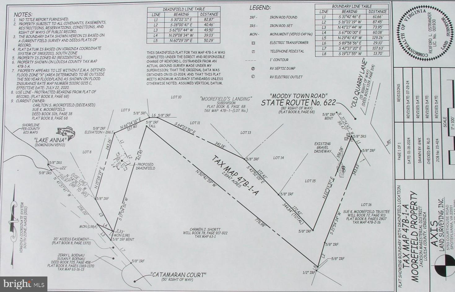 Moody Town Road Bumpass, VA 23024 - Photo 1 of 2 Plat of recent survey.