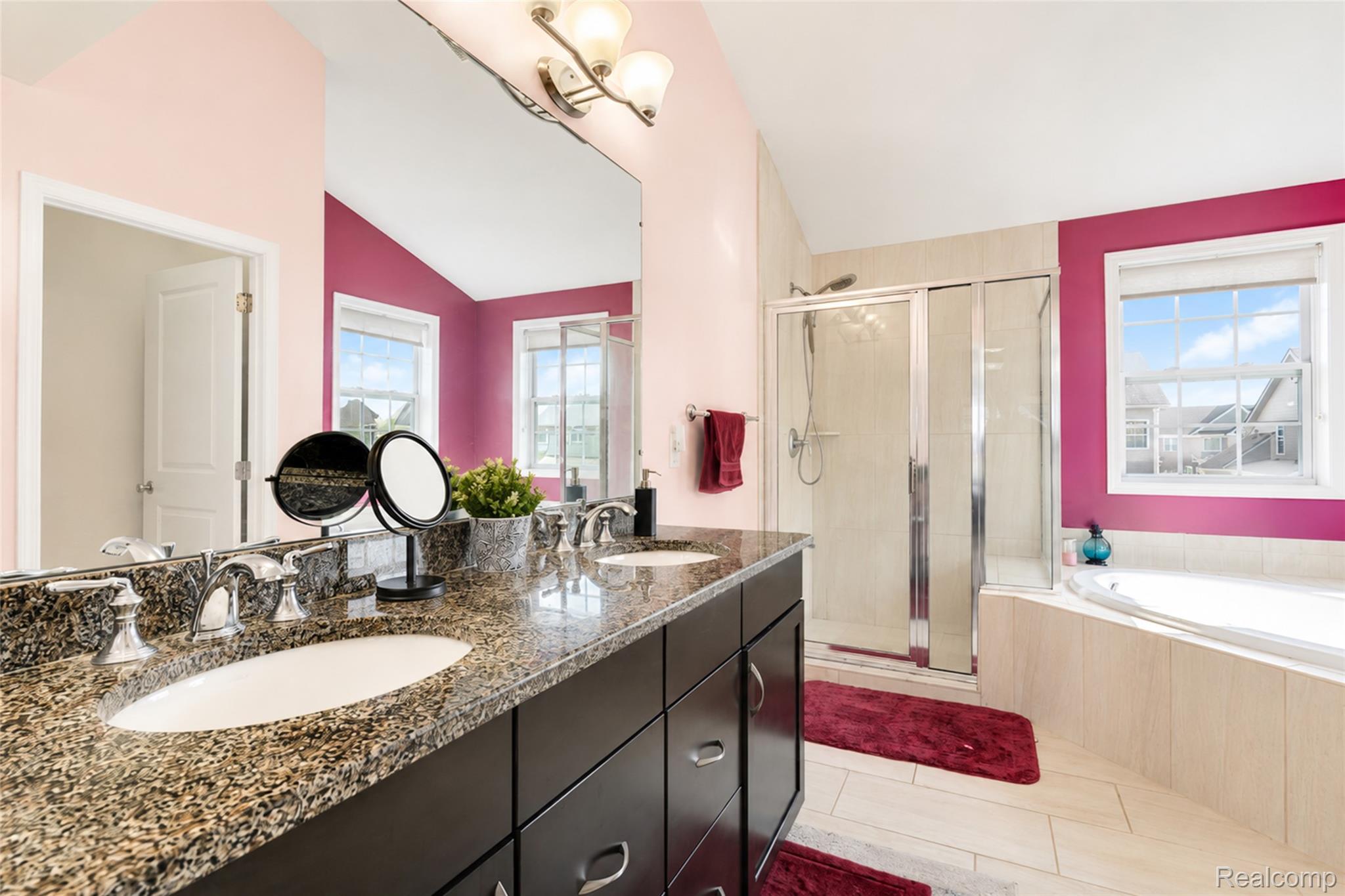50873 Scarborough Road Canton, MI 48188 - Photo 15 of 33 Double vanity with a speckled countertop and undermount sinks