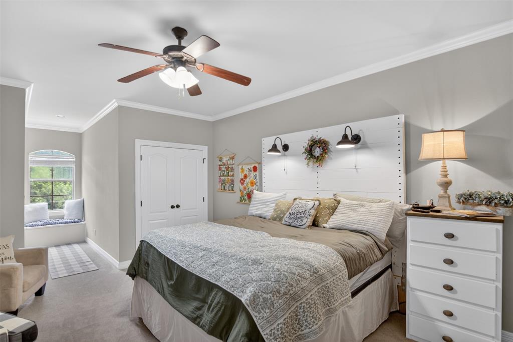 11868 Timber Ridge Drive Keithville, LA 71047 - Photo 21 of 37 Bedroom featuring light gray walls, white crown molding, and gray carpeting