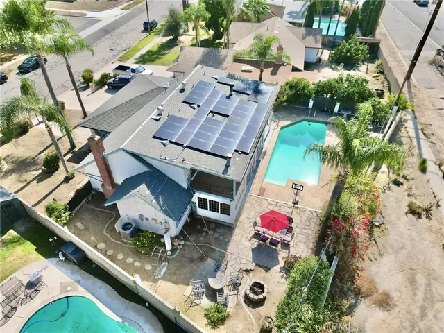 an aerial view of a house