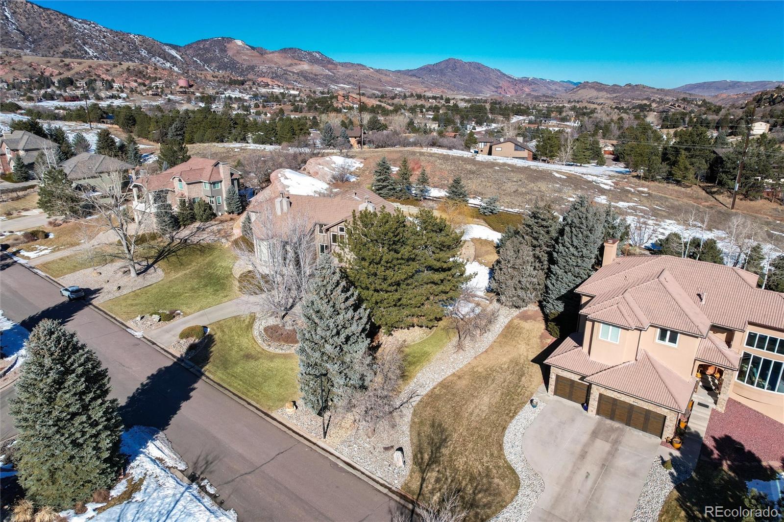 81 North Ranch Road Littleton, CO 80127 - Photo 33 of 38 an aerial view of residential houses with outdoor space and river