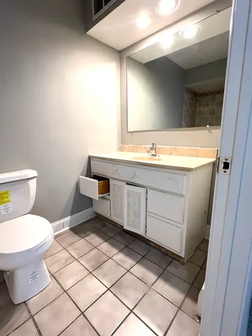 a bathroom with a toilet a sink and mirror