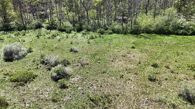 a view of a lake with a yard