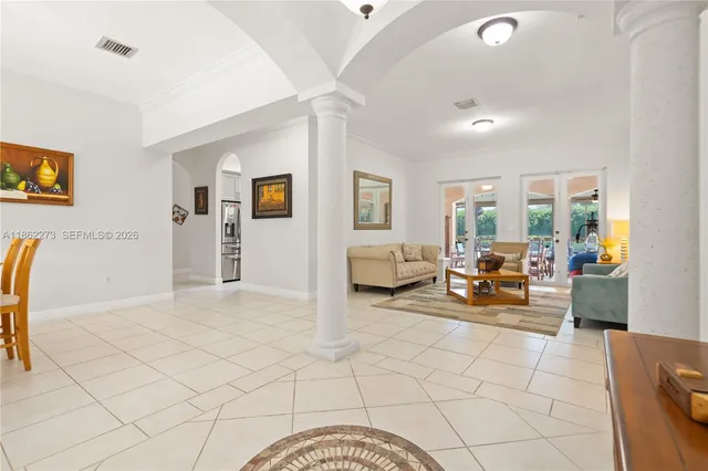 a living room with furniture and a couch