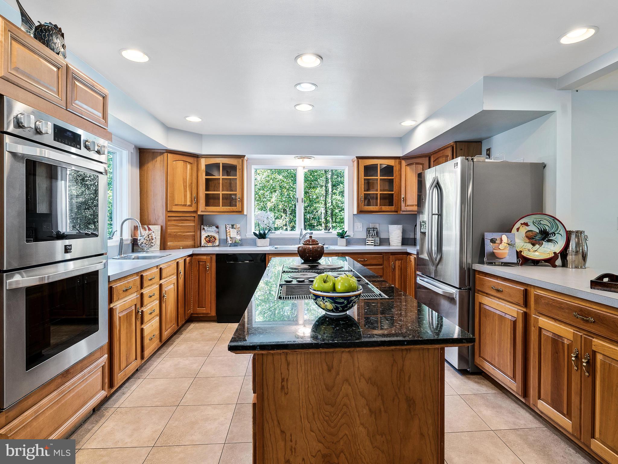 3444 Woodbine Road Woodbine, MD 21797 - Photo 19 of 78 a kitchen with stainless steel appliances granite countertop a stove a sink a refrigerator and a microwave