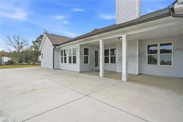 front view of a house with a outdoor space