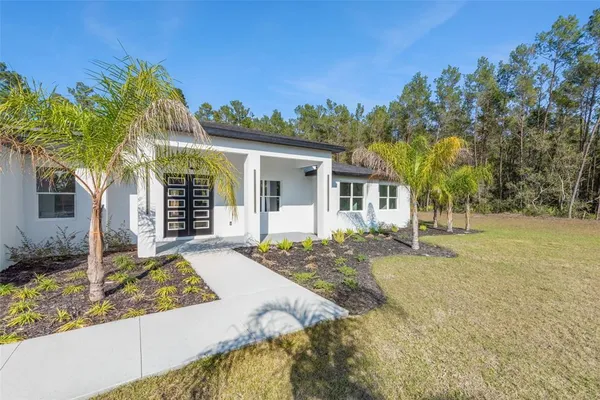 a view of a house with a backyard
