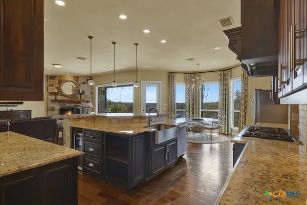 a view of a tree in the middle of a yard