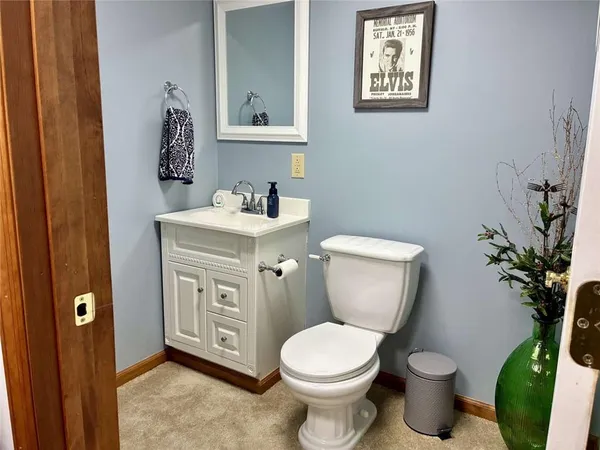 a bathroom with a toilet a sink and mirror