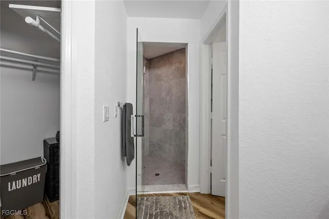 a bathroom with a shower