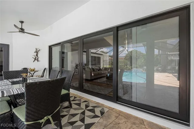 a dining room with furniture