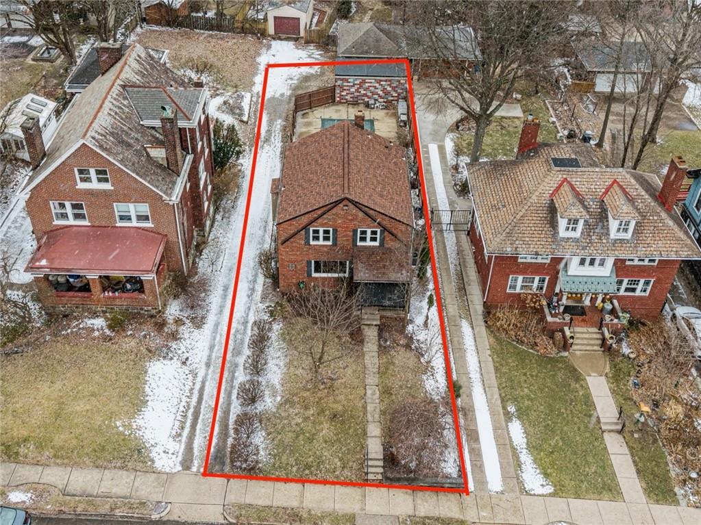 1327 Heberton Street Pittsburgh, PA 15206 - Photo 37 of 40 Aerial view from the front of the home and approximate lot size