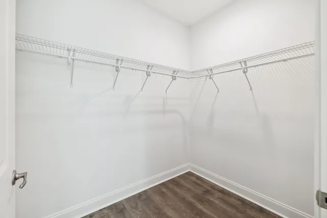 a view of a room with racks on the wall