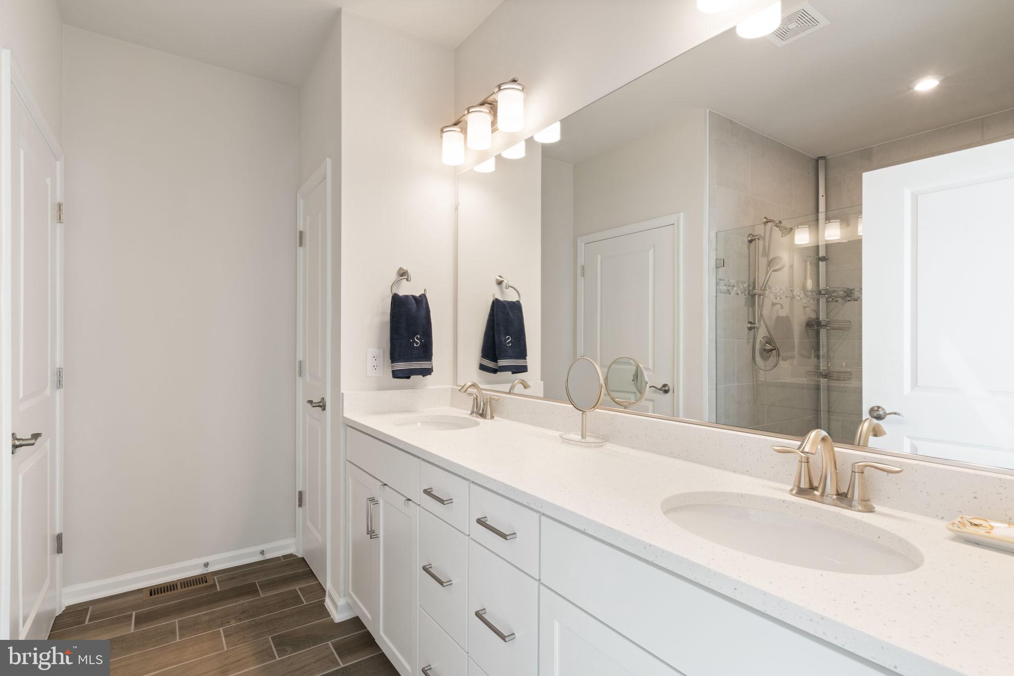 15795 Gardenia Rdg Way Haymarket, VA 20169 - Photo 18 of 63 a bathroom with a double vanity sink and a mirror