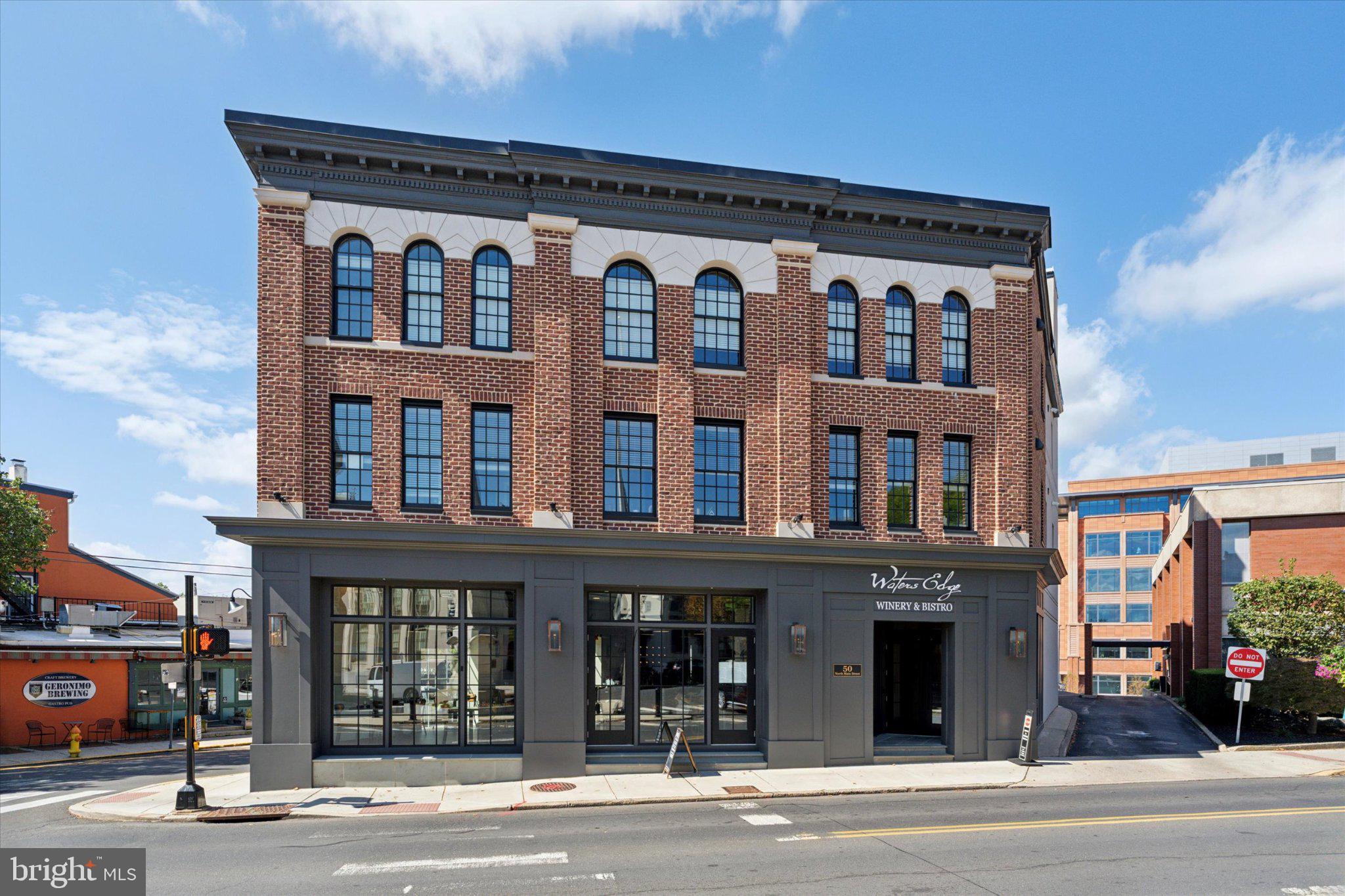 Historic brick building with modern flair.