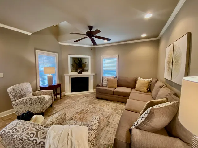 a living room with furniture